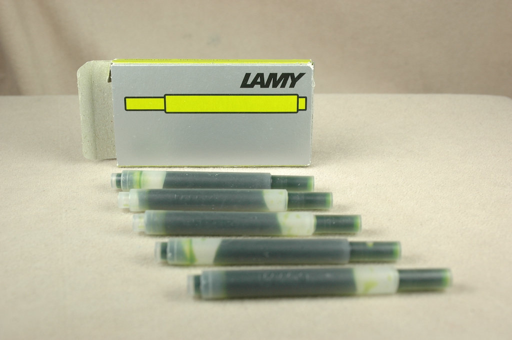 Pre-Owned Pens: 6184: Lamy: Charged Green Ink Cartridges